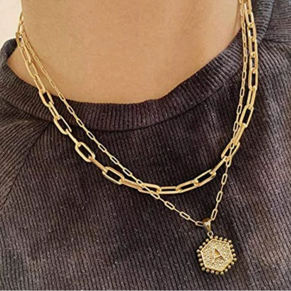 14K GOLD PLATED || NWOT-Initial “A” - 10” Links Necklace